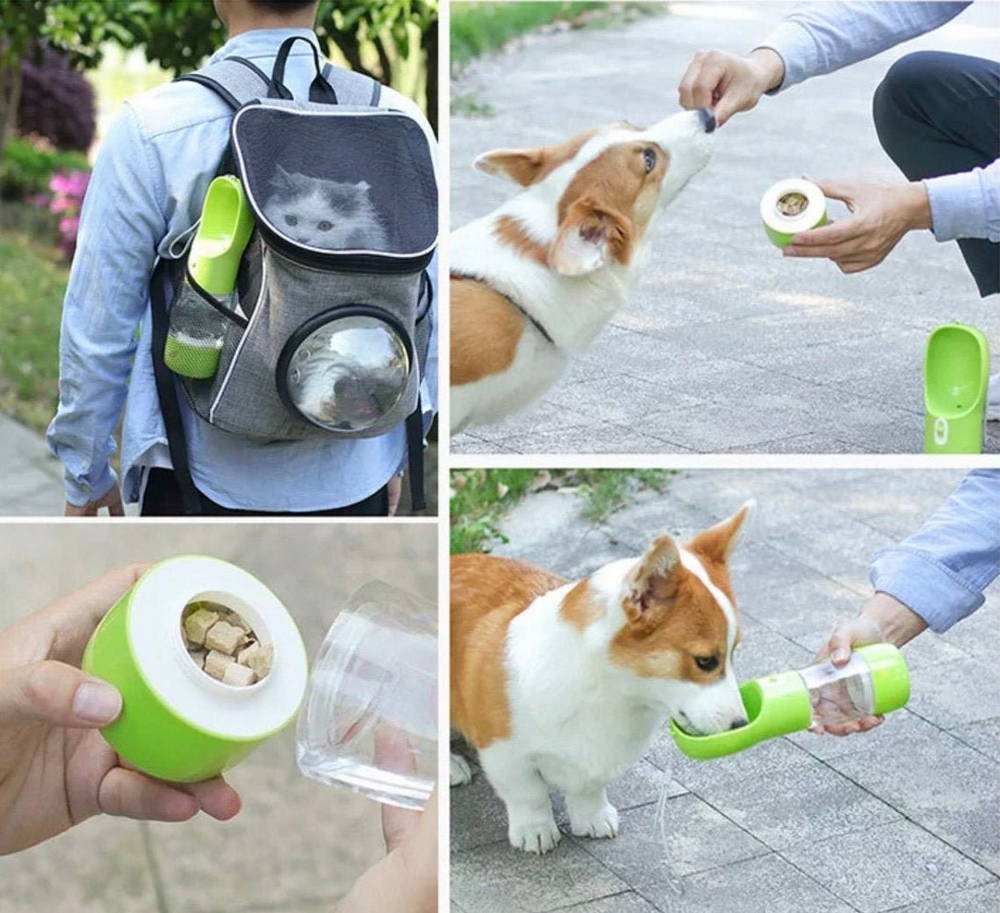 258ml+200ml Dog Water Bottle Portable Pet Drinking Cup Travel Water Food  Dispenser Outdoor