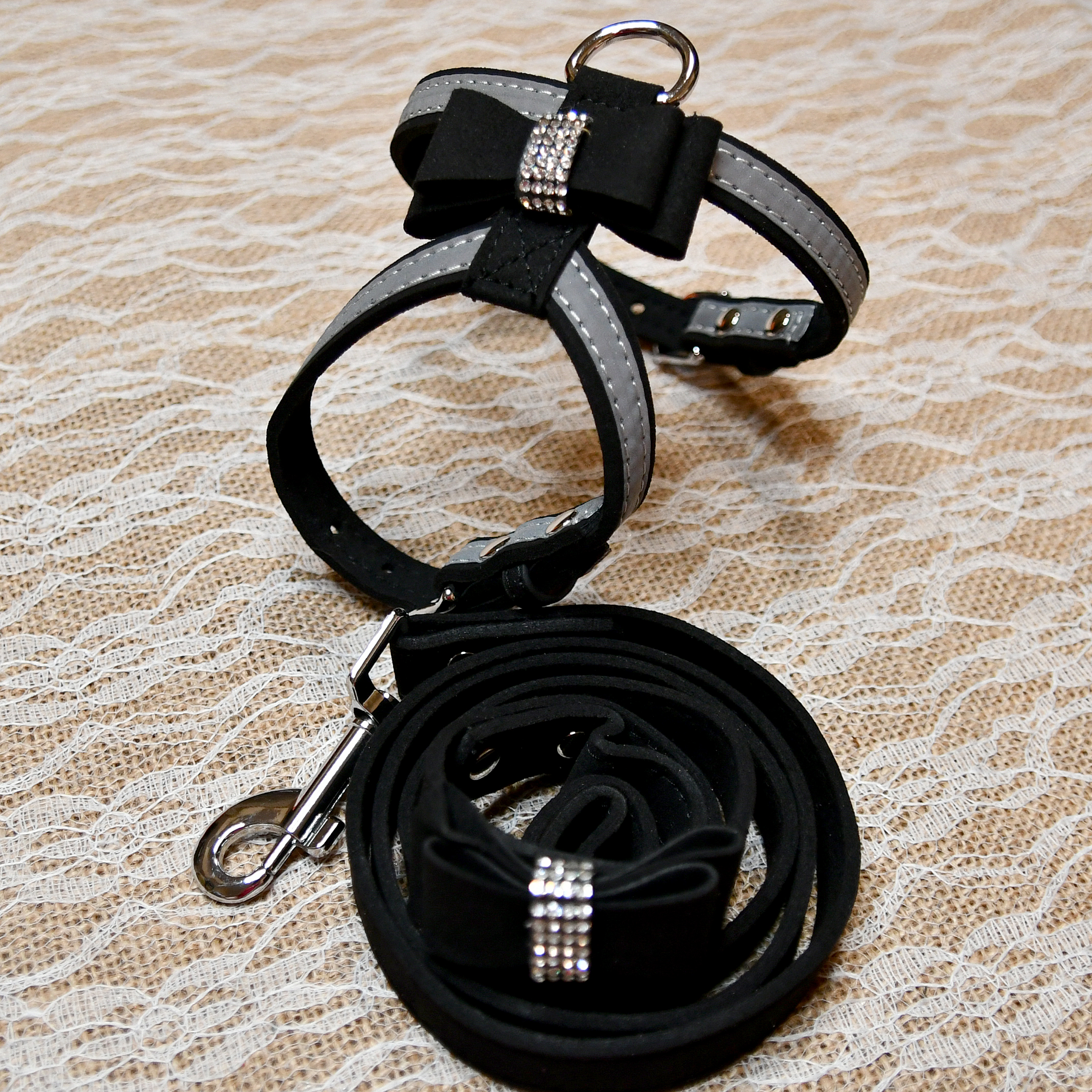 Dog, Cat Harness with Bow and Rhinestone, Dog, Cat, Small pet collar - Image 8