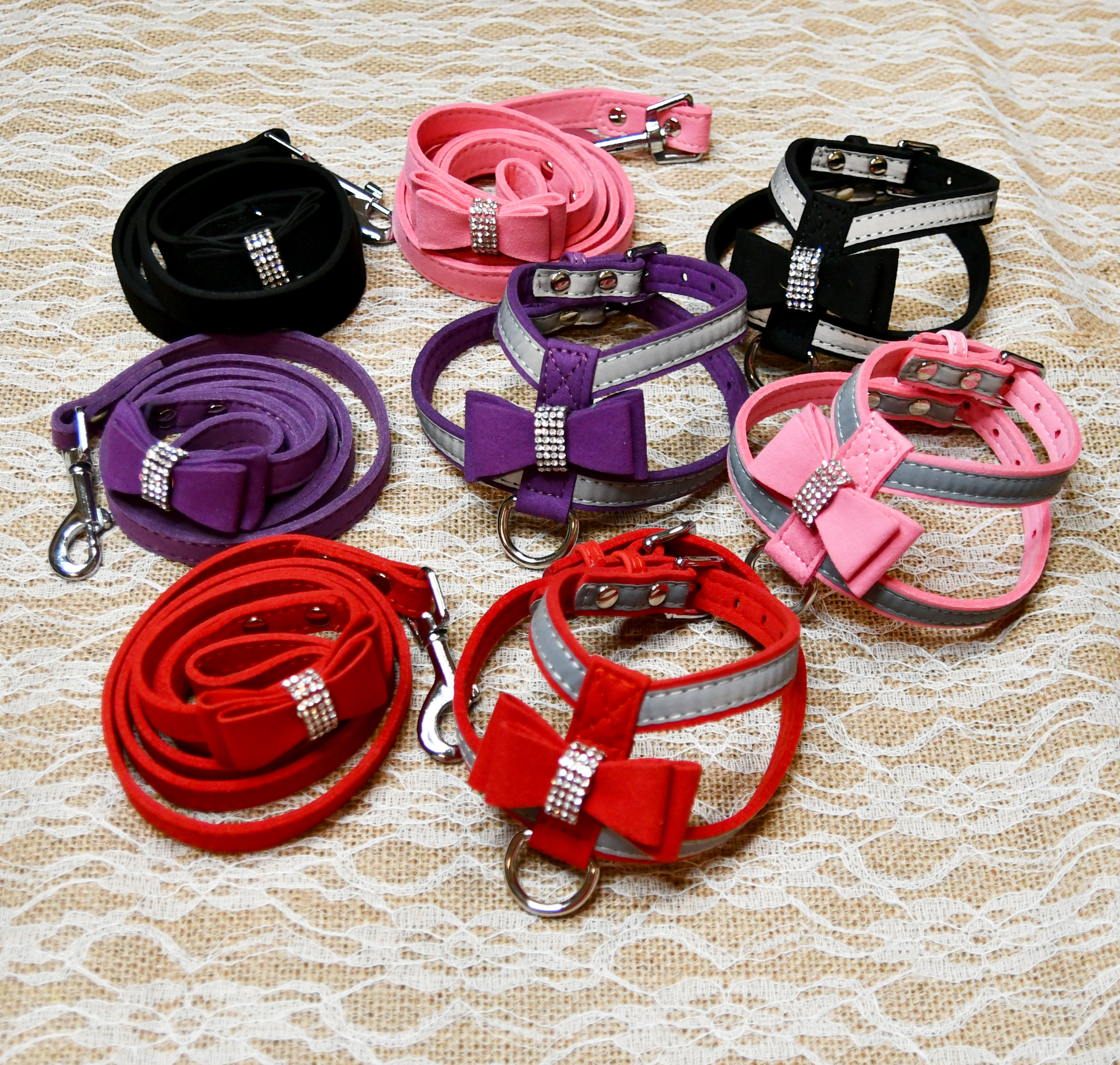 Alternative view of Dog, Cat Harness with  Bow and Rhinestone, Dog, Cat, Small pet collar