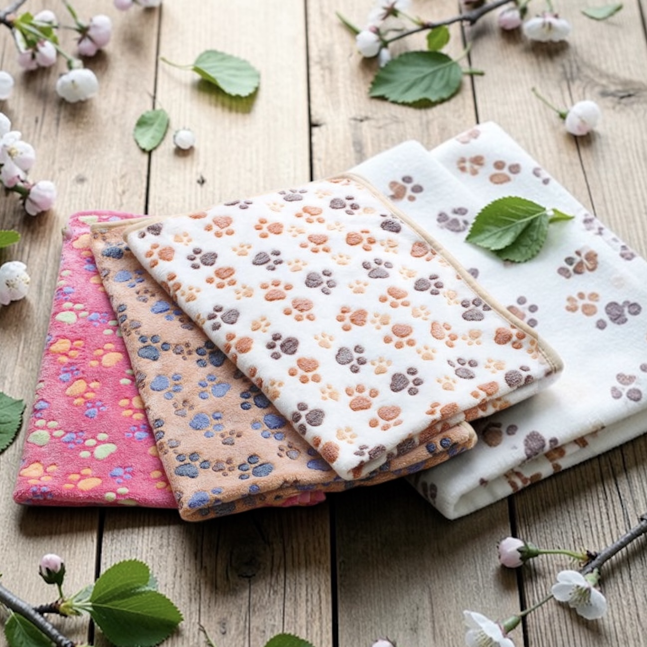 Soft Fleece Pet Blanket for Kittens & Puppies – Paw Print, Multiple Sizes