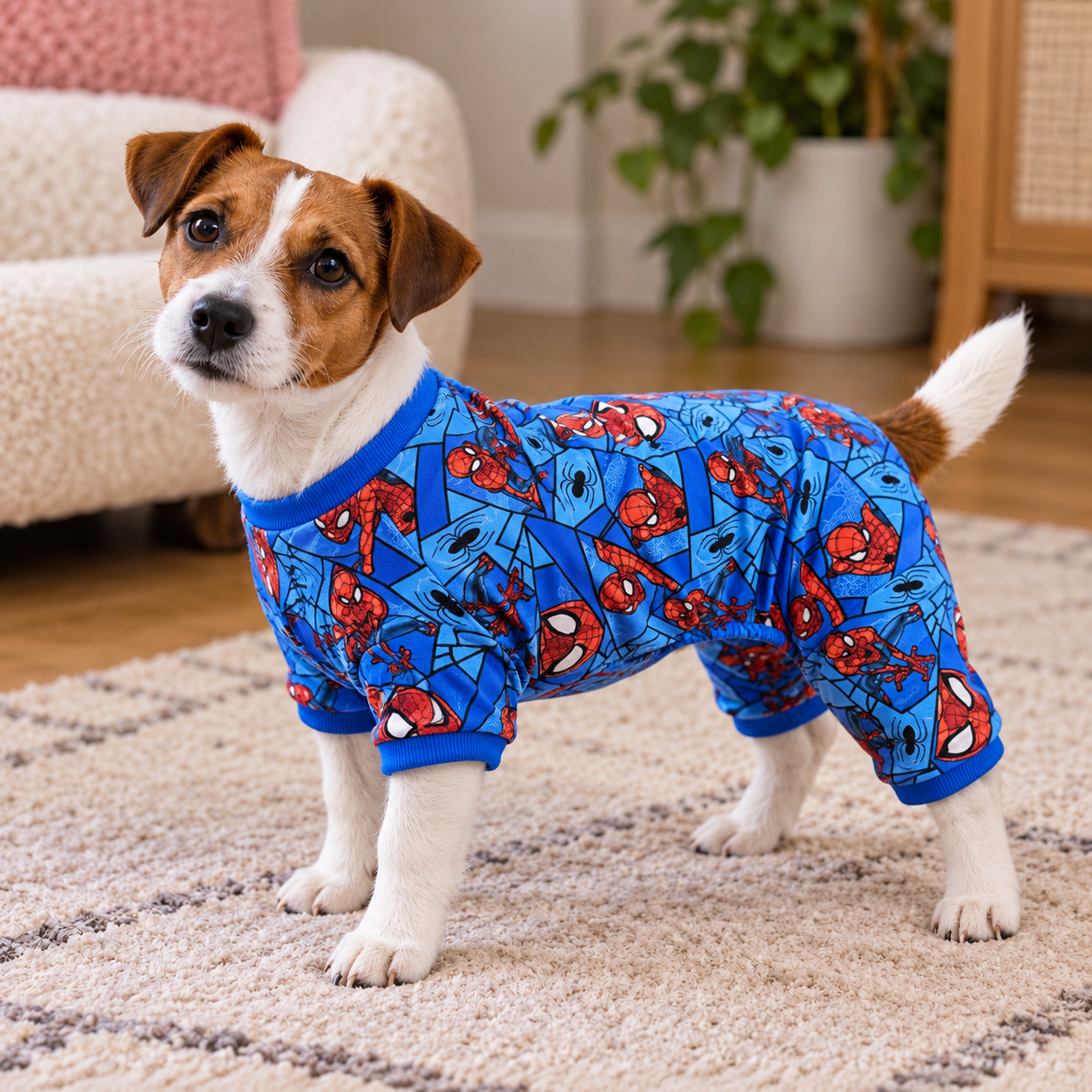 Dogs Pajamas Spider-Man male Cut, Dogs Jumpsuit, Made in USA