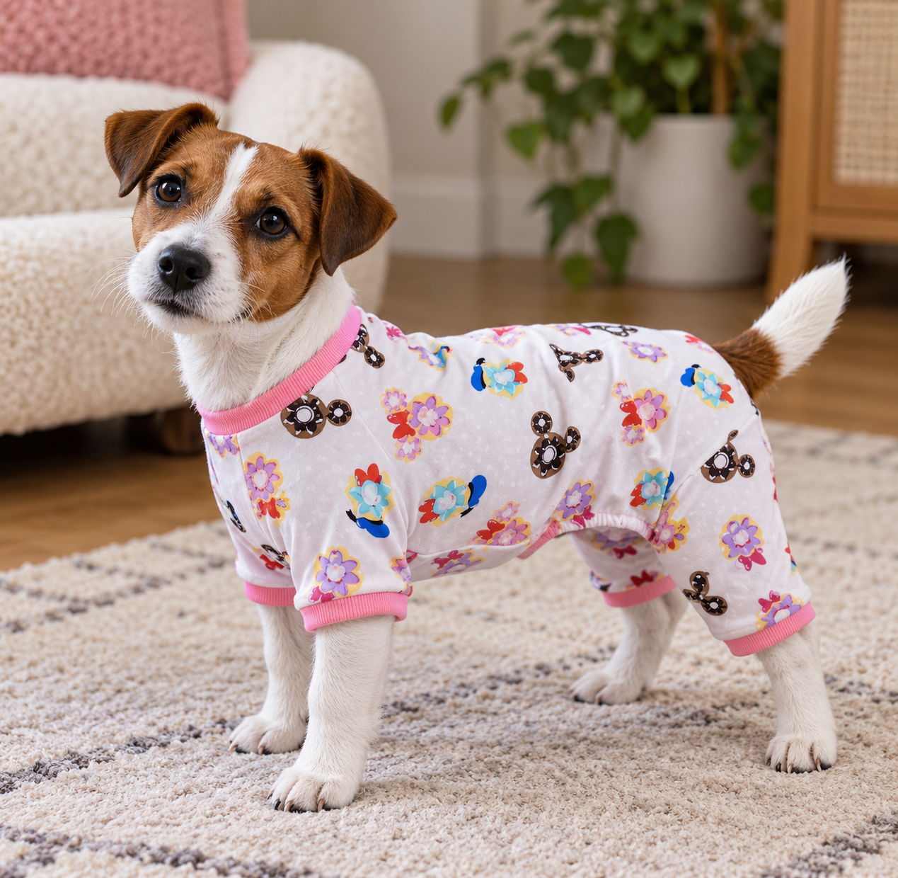 Dogs Pajamas Donut print, Dogs Jumpsuit, Made in USA